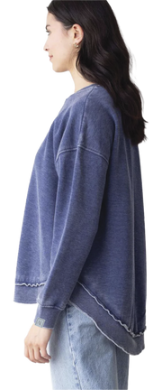 High Low  Women's Sweatshirt in Navy Blue