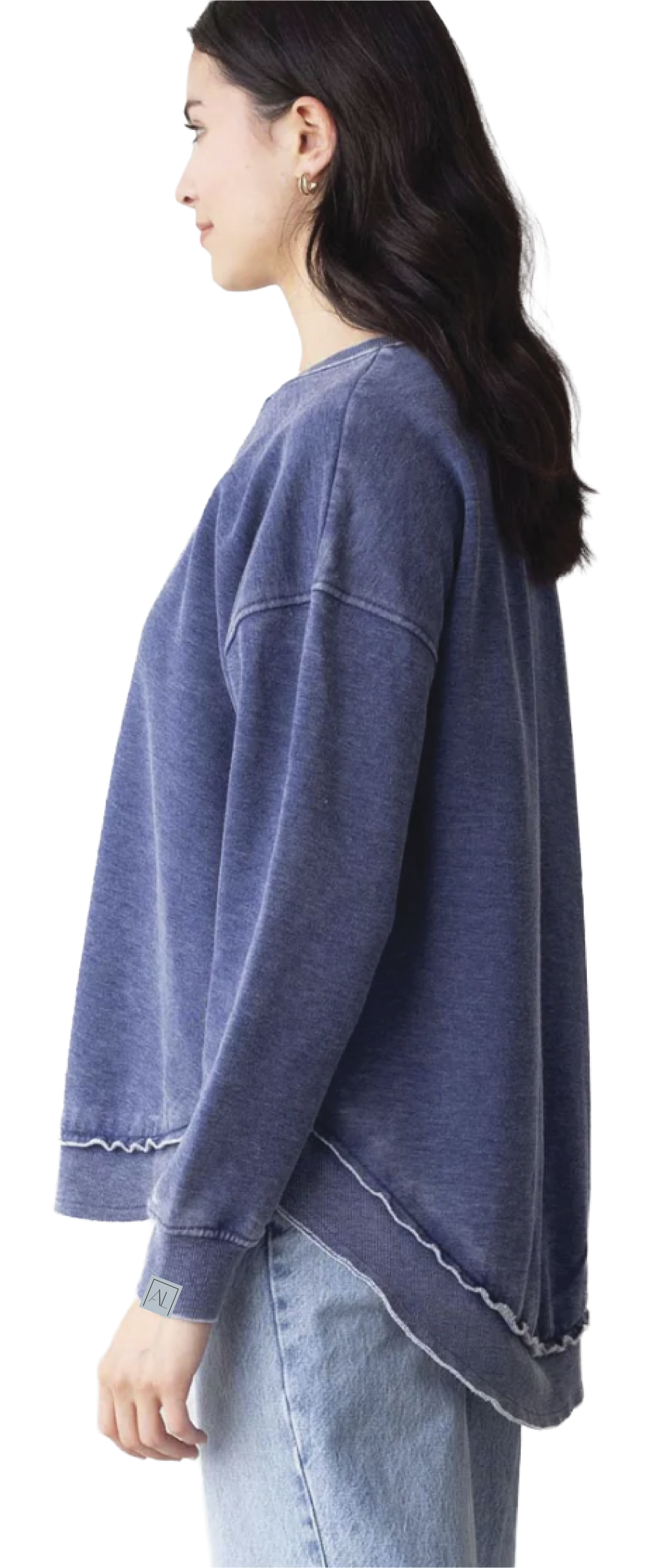 High Low  Women's Sweatshirt in Navy Blue