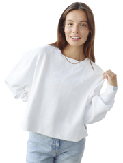 Corded Boxy Women's Sweatshirt in White