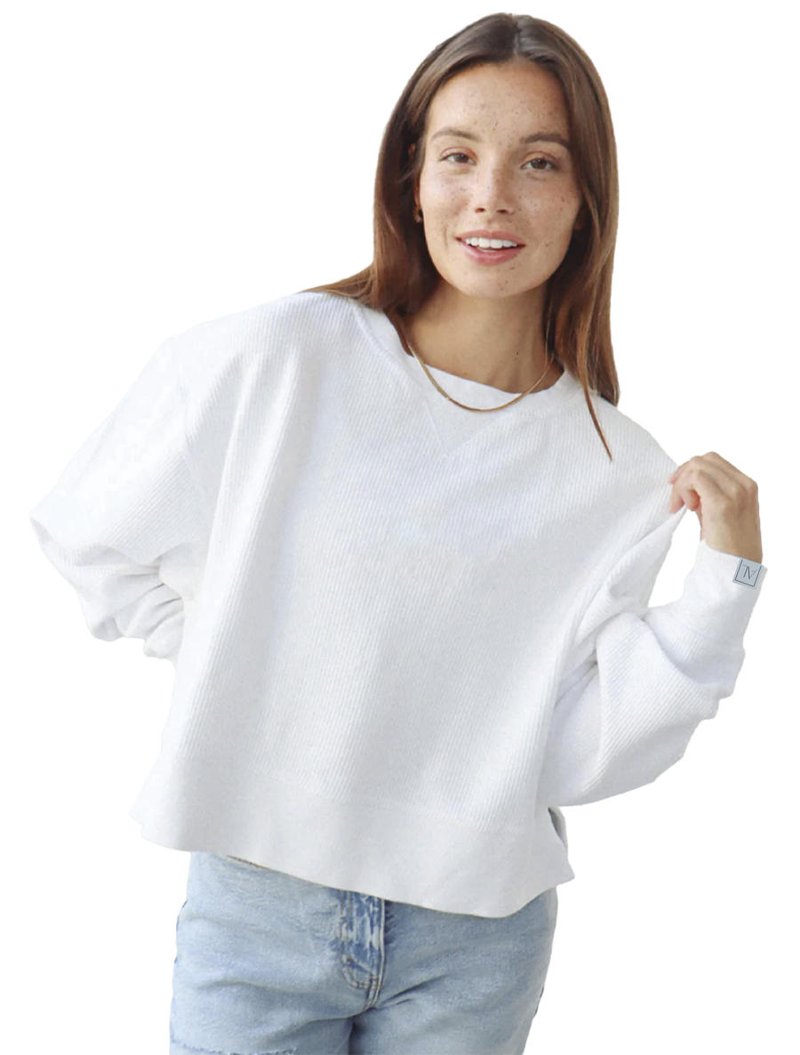 Corded Boxy Women's Sweatshirt in White