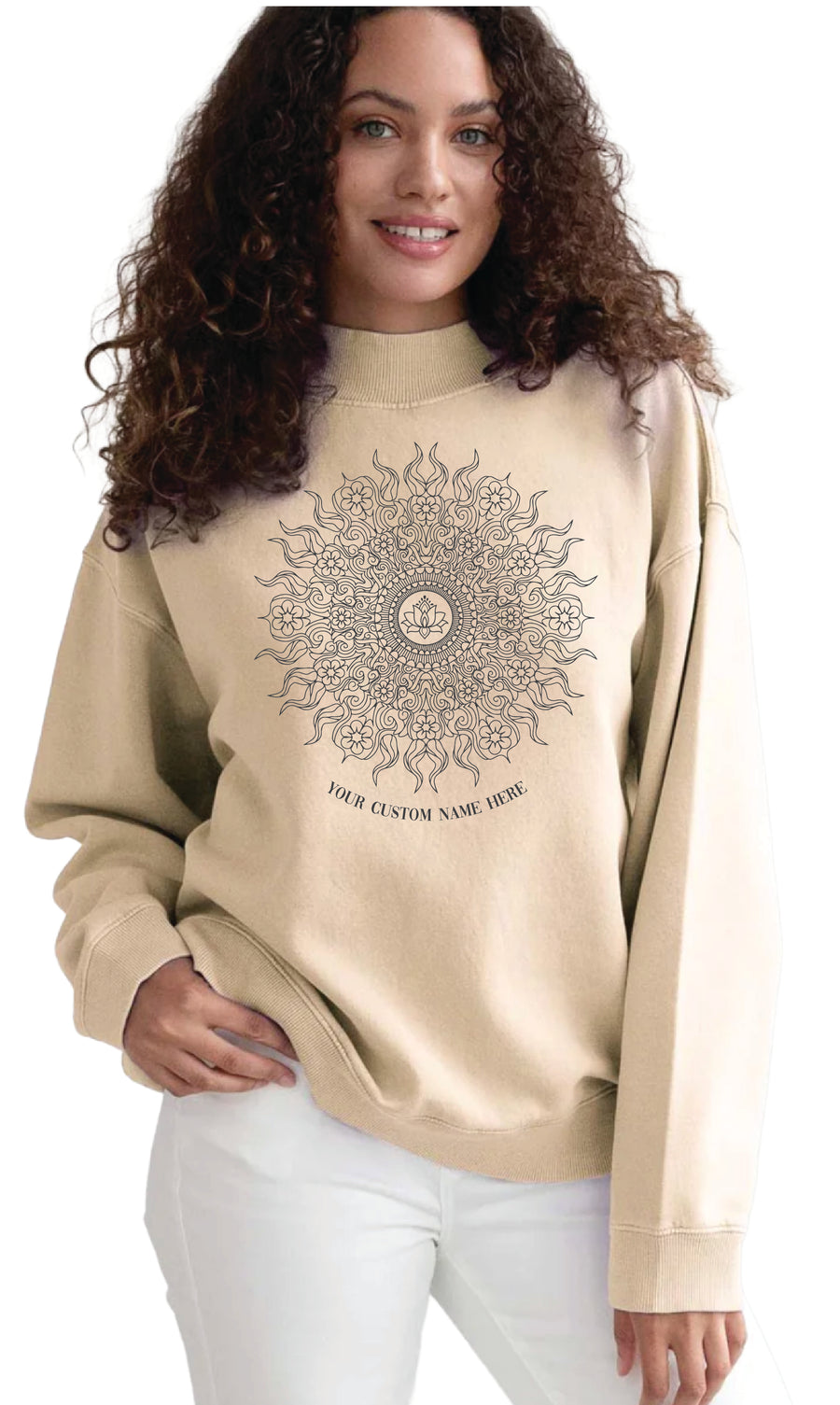 CUSTOM LOTUS WILD SUN DESIGN LOWER NAME PLACEMENT OVERSIZE SWEATSHIRT