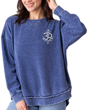 Preorder Swirl Om Embroidered Women's Sweatshirt in Navy Blue
