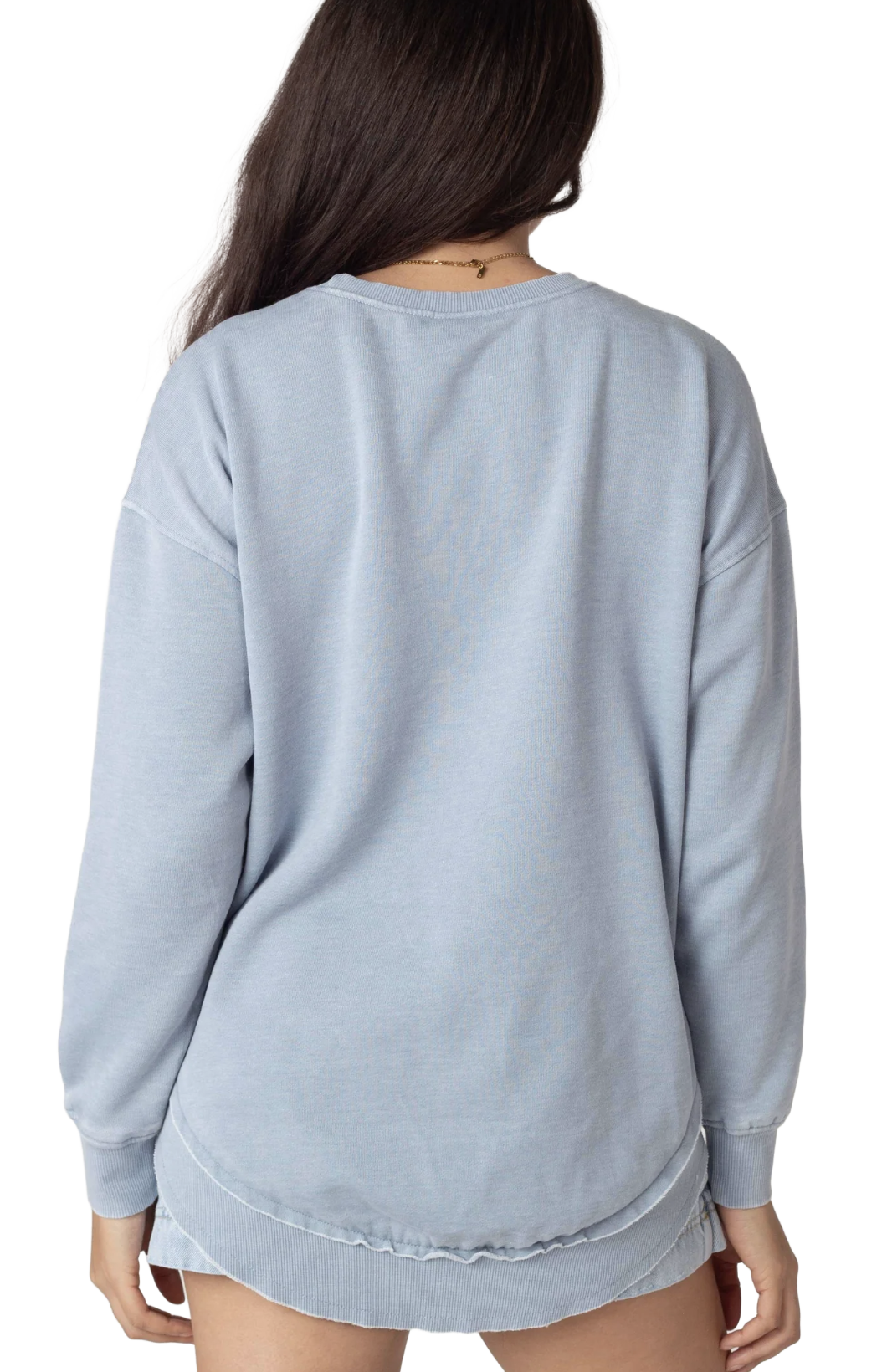 High Low  Women's Sweatshirt in Faded Denim Blue