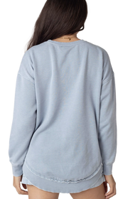 High Low  Women's Sweatshirt in Faded Denim Blue