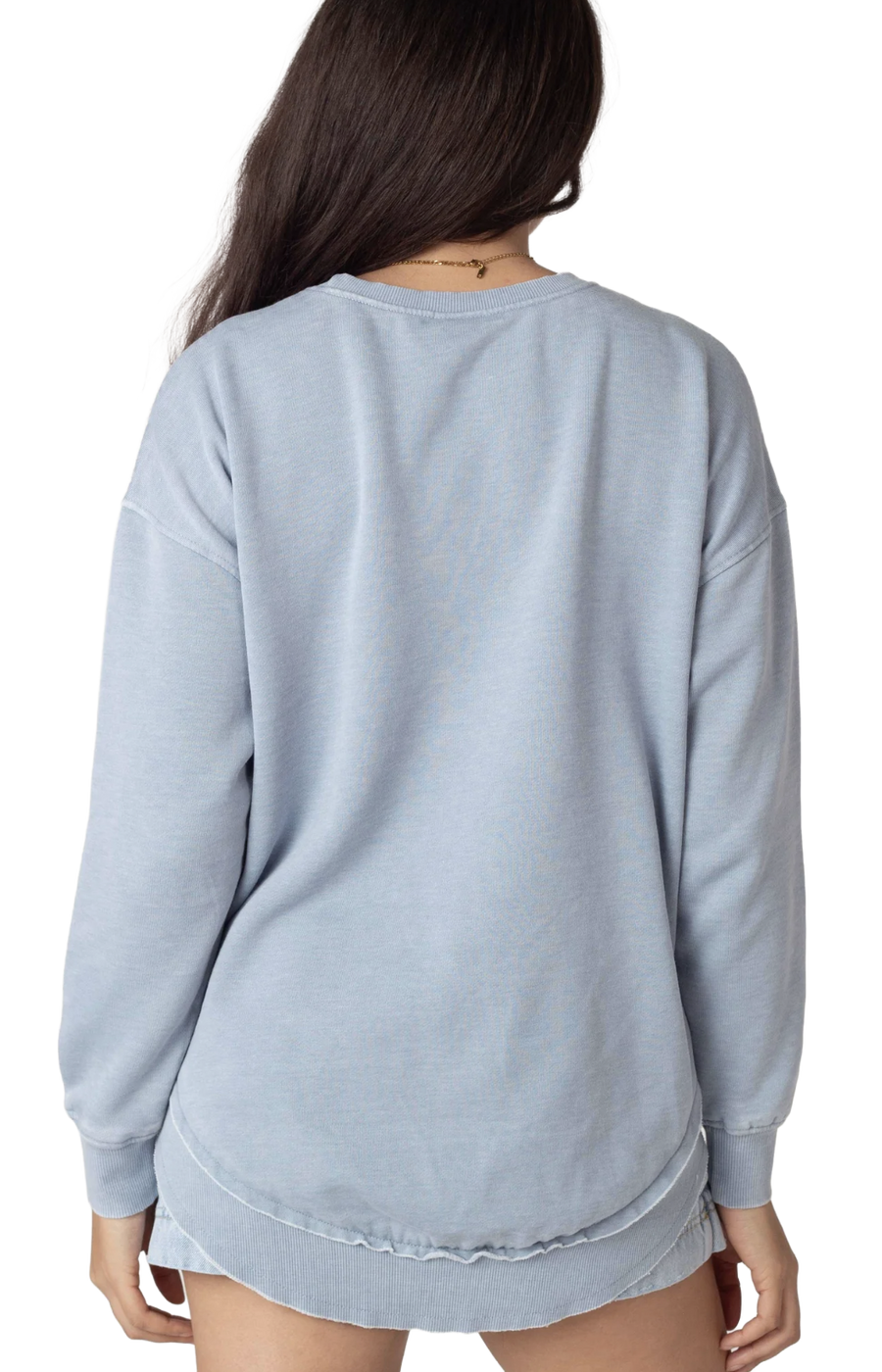 High Low  Women's Sweatshirt in Faded Denim Blue