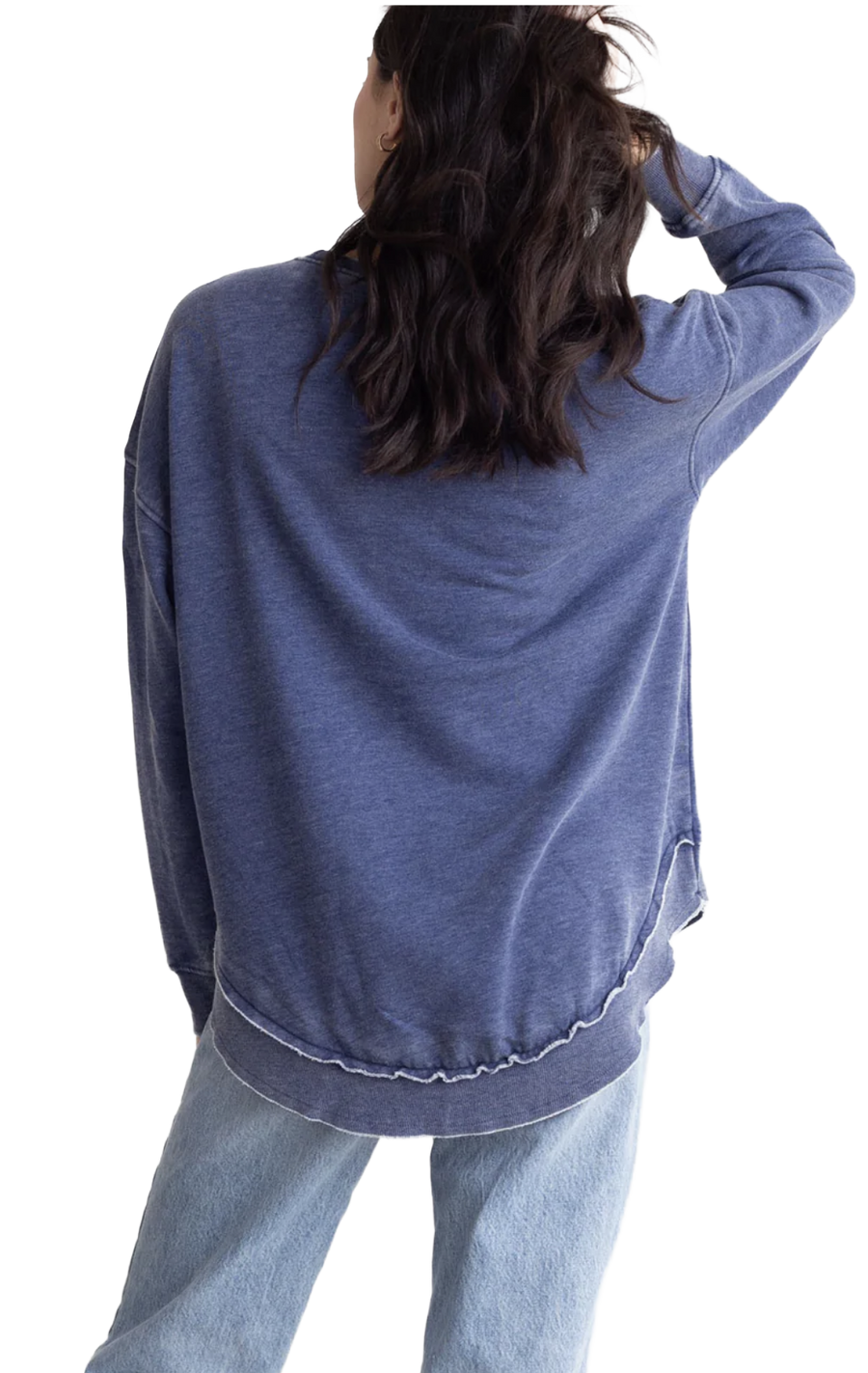 High Low  Women's Sweatshirt in Navy Blue