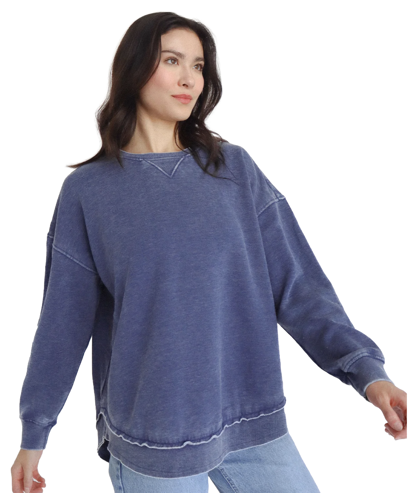 High Low  Women's Sweatshirt in Navy Blue