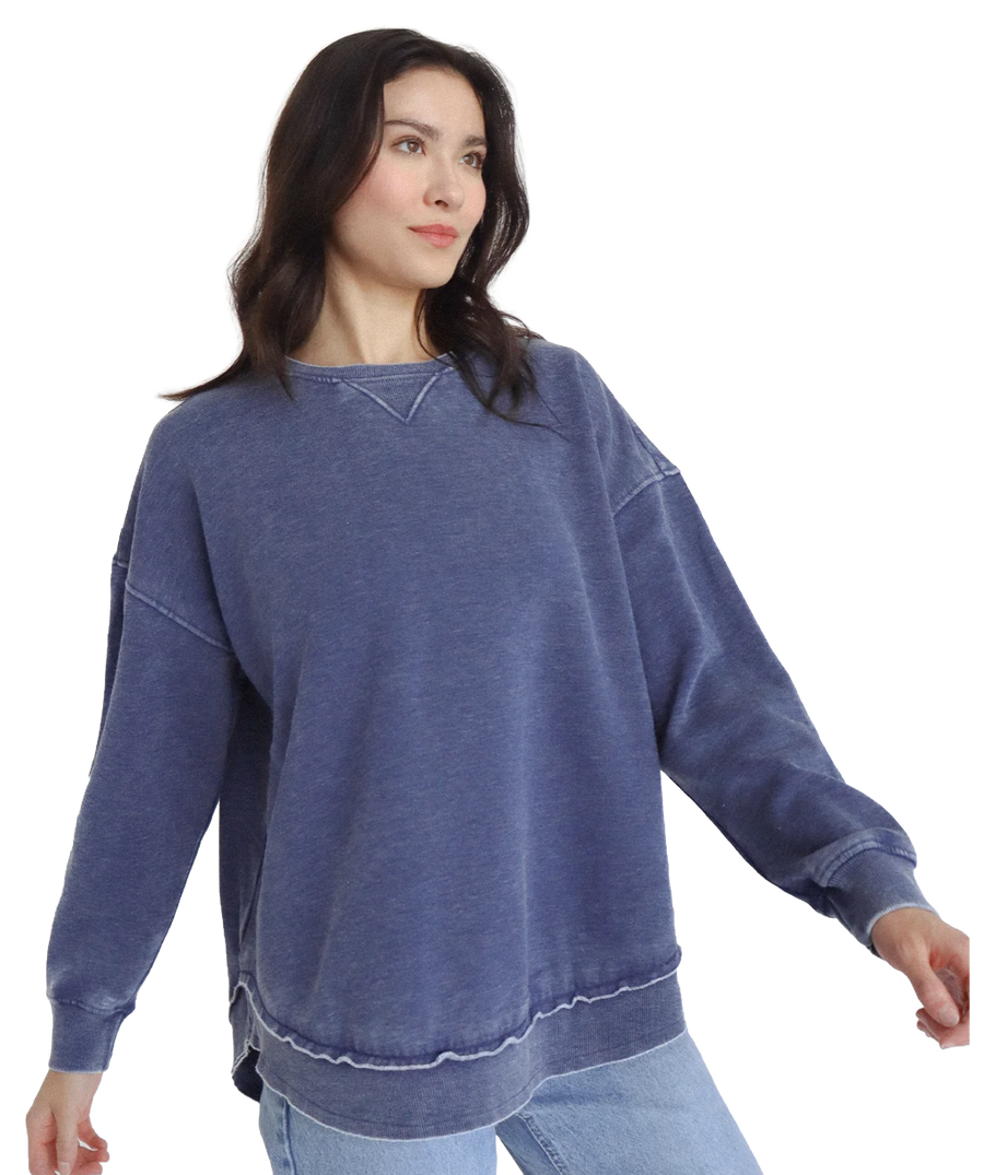 High Low  Women's Sweatshirt in Navy Blue