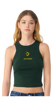 JourneyDance Baby Rib Crop Racer Tank Forest Green