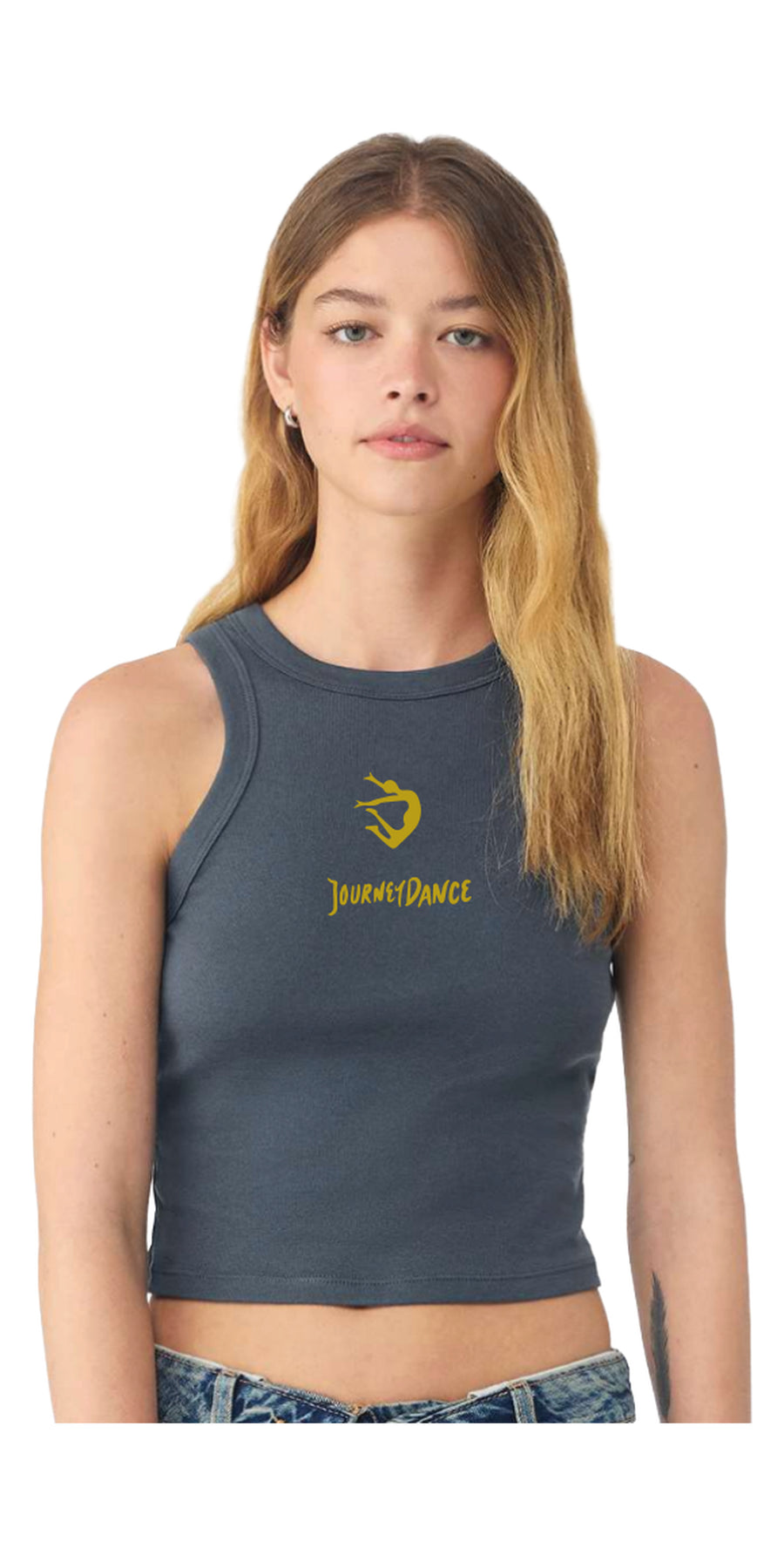 JourneyDance Baby Rib Crop Racer Tank Vintage Navy