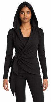 Journey Dance Bamboo Cotton Wrap Women's Hoodie Black