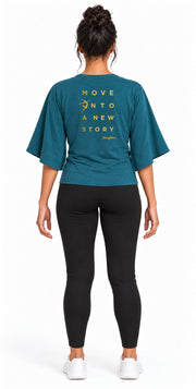 Bamboo Cotton Stretch Tie Kimono Jacket Moroccan Teal