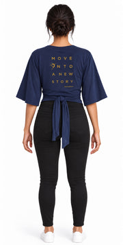 Bamboo Cotton Stretch Tie Kimono Jacket Navy