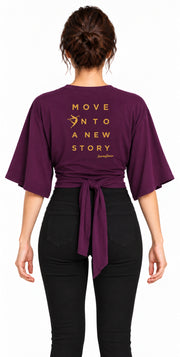 Bamboo Cotton Stretch Tie Kimono Jacket Plum