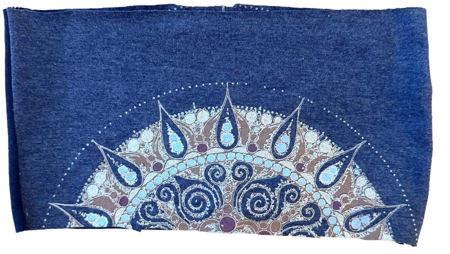Mandala Bamboo Organic Cotton Raw Edge Headband in Heather Navy
