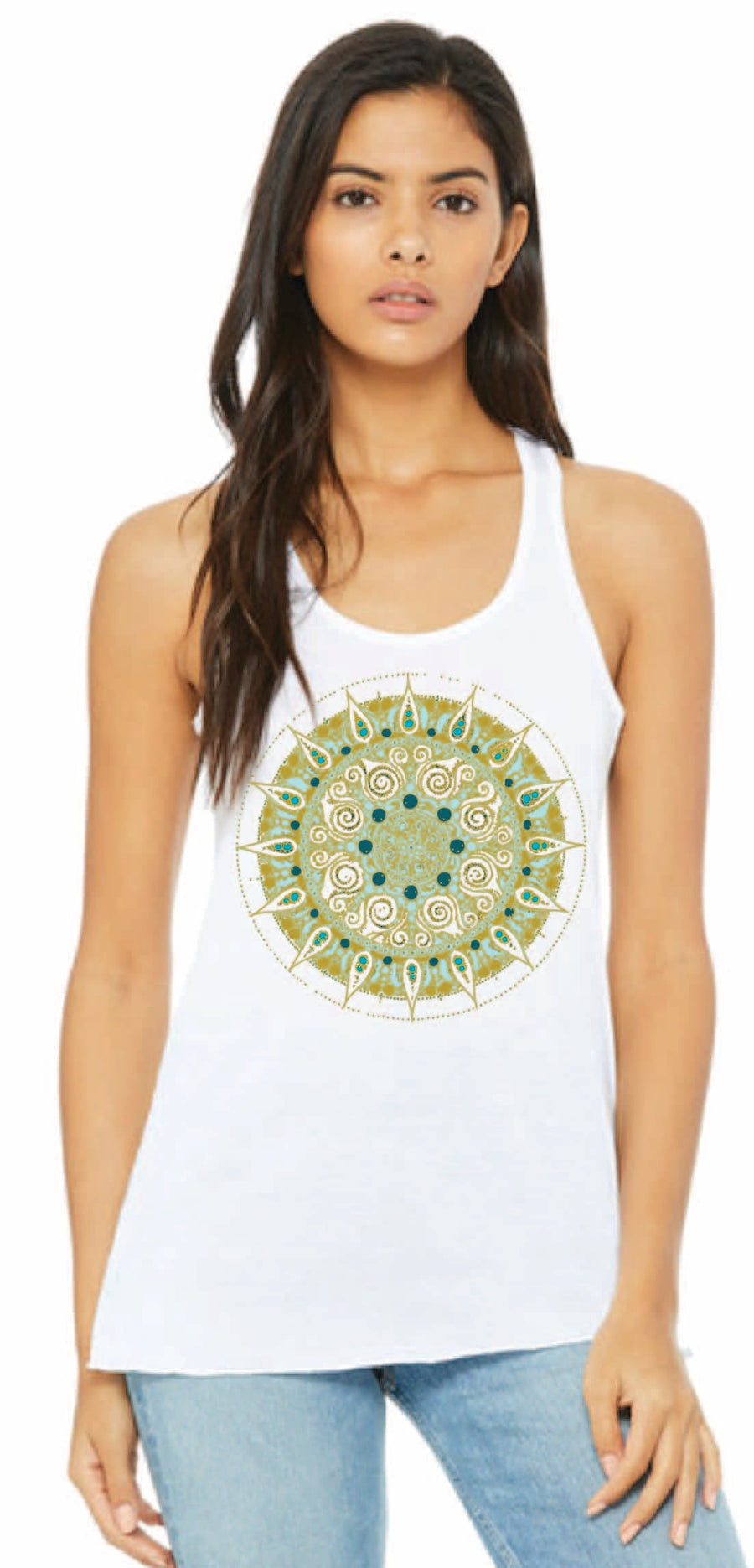 Mandala Women's Racerback Flowy Tank Ancient Language Yoga Clothing