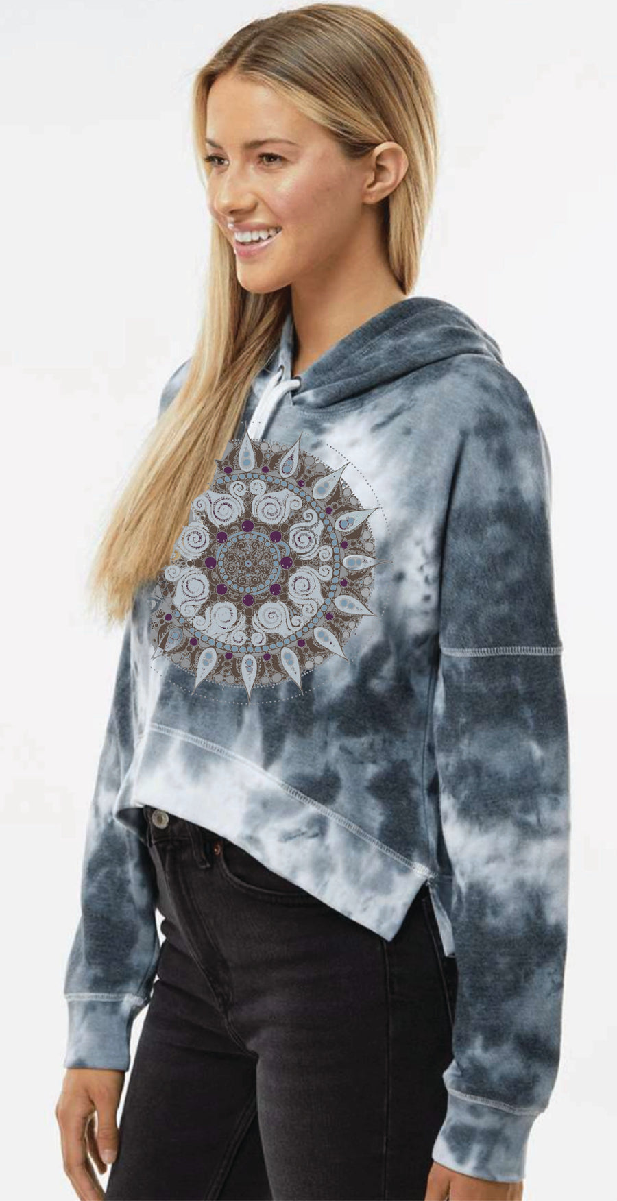Mandala Women's Tie Dye Hoodie in Black