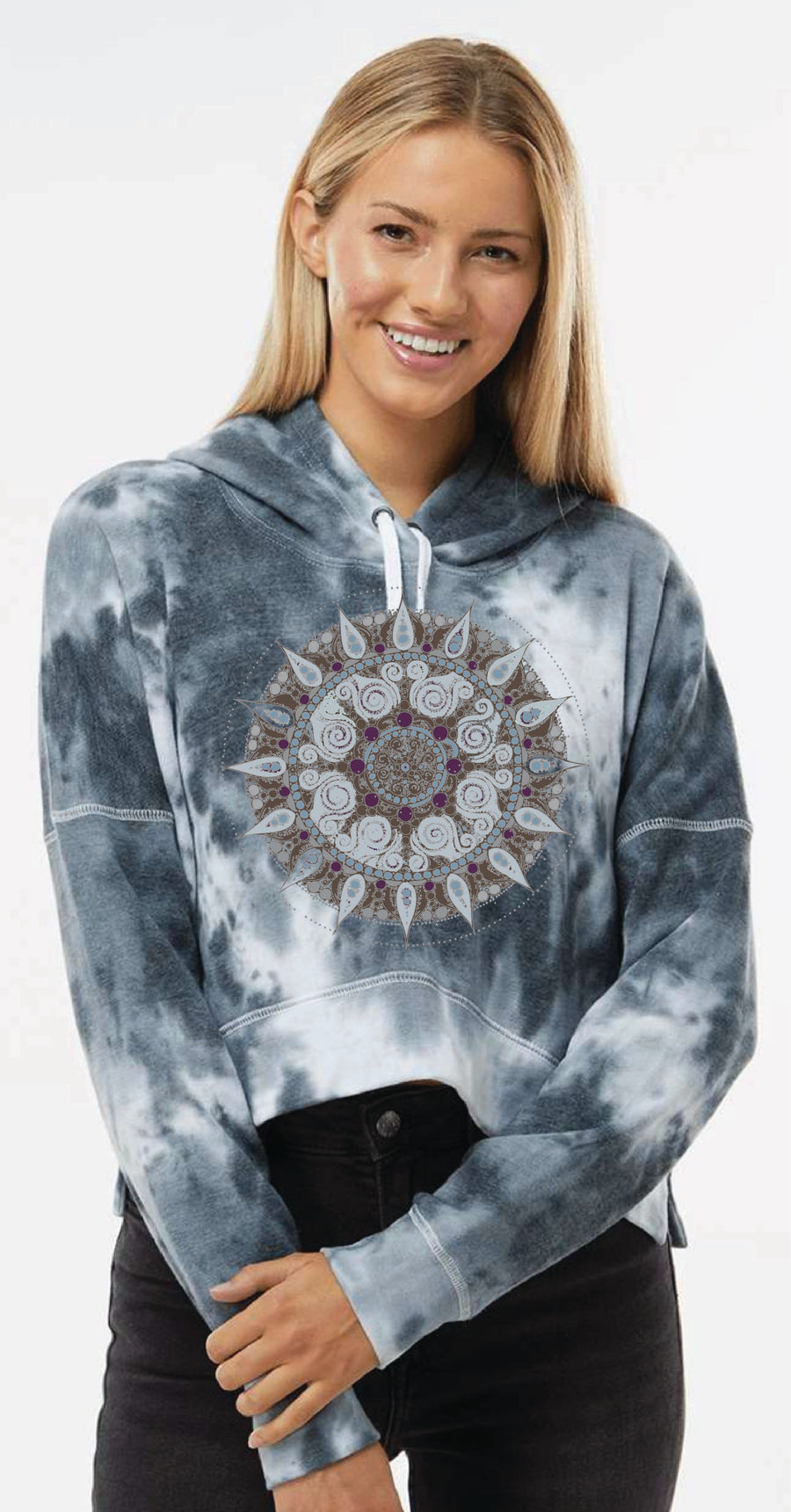 Mandala Women's Tie Dye Hoodie in Black