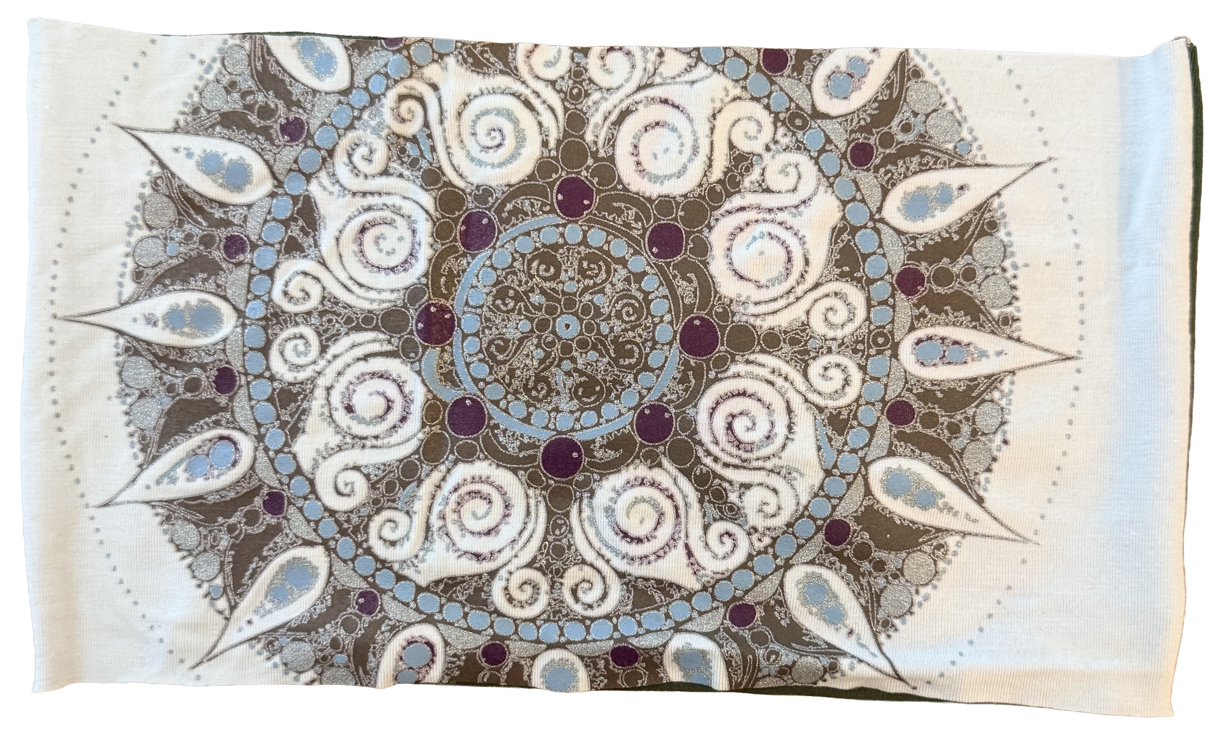 Mandala Bamboo Organic Cotton Raw Edge Headband in White
