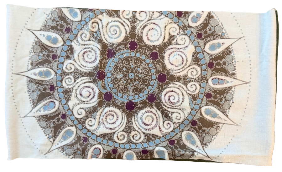 Mandala Bamboo Organic Cotton Raw Edge Headband in White