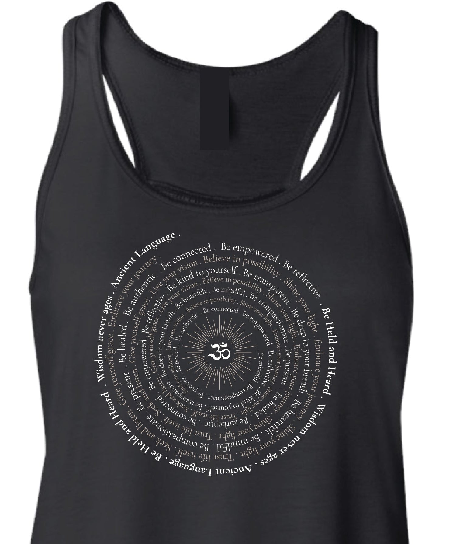 Om Sunburst Spiral Women's Flowy Tank in Black