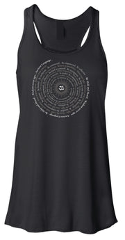 Om Sunburst Spiral Women's Flowy Tank in Black