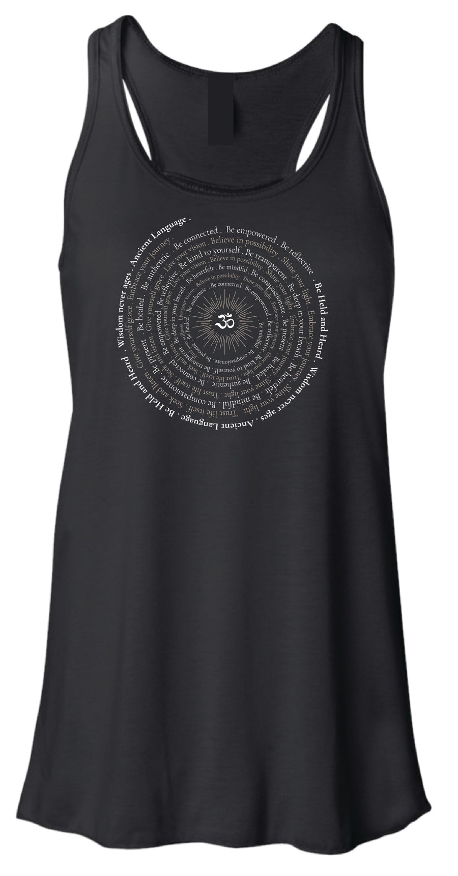 Om Sunburst Spiral Women's Flowy Tank in Black