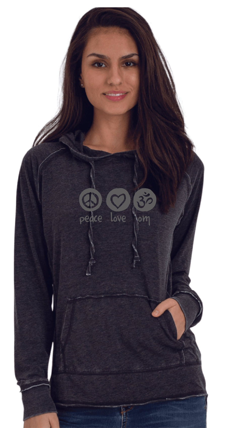 Peace Love Om Vintage Fleece Hoodie Ancient Language Yoga Clothing
