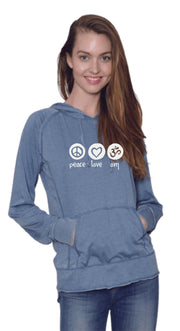 Peace Love Om Vintage Fleece Hoodie Ancient Language Yoga Clothing