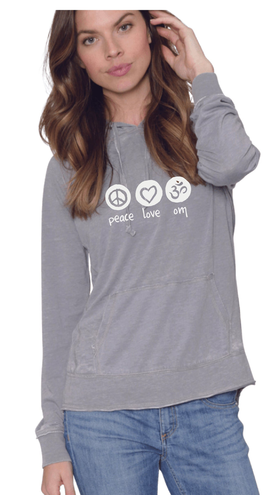 Peace Love Om Women's Vintage Fleece Hoodie Preorder Ancient Language Yoga Clothing