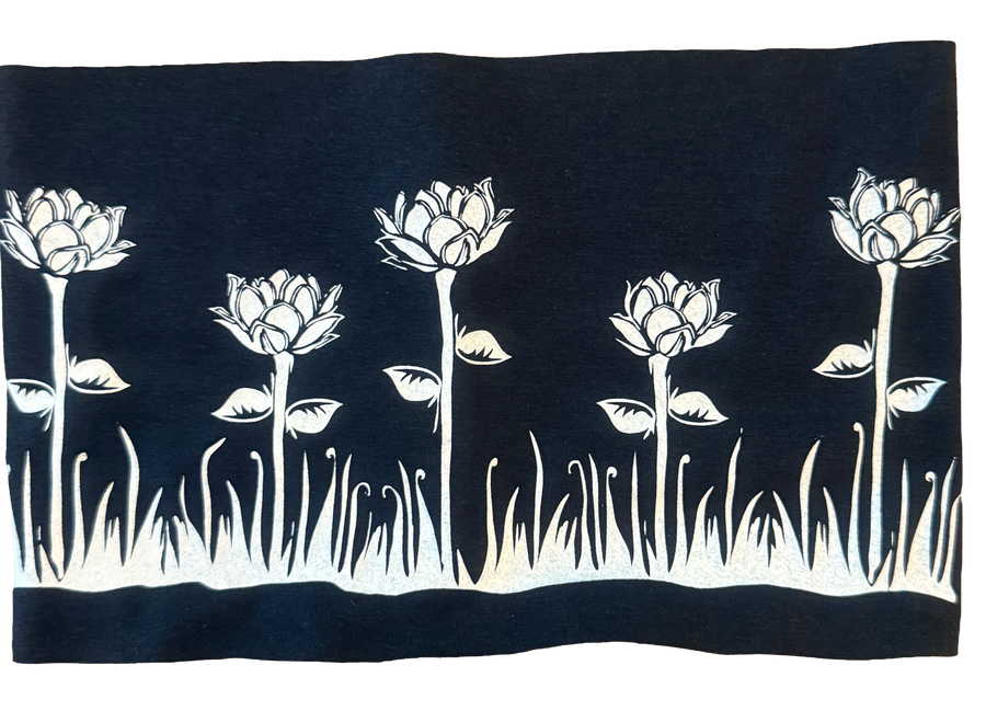 Wild Lotus Cotton Lycra Raw Edge Headband in Black