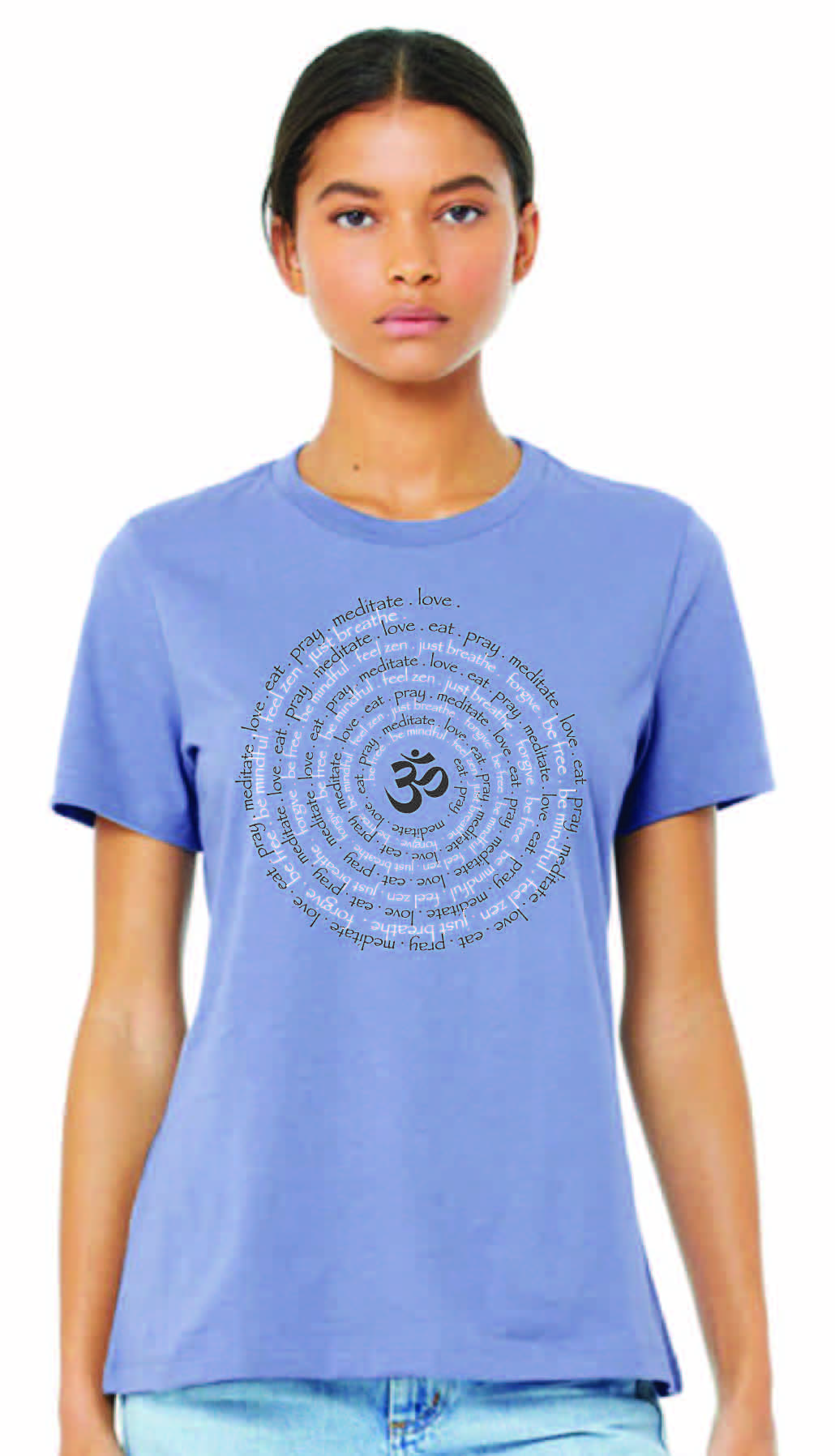 Om Spiral Relaxed Womens Short Sleeve Tee - Ancient Language Yoga Clothing