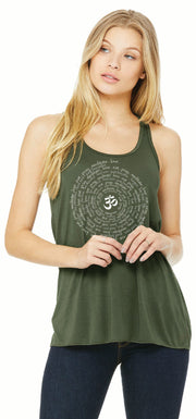 Zen Spiral Women's Flowy Racer Tank Pre-Order Ancient Language Yoga Clothing