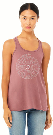 Zen Spiral Women's Flowy Racer Tank Pre-Order Ancient Language Yoga Clothing