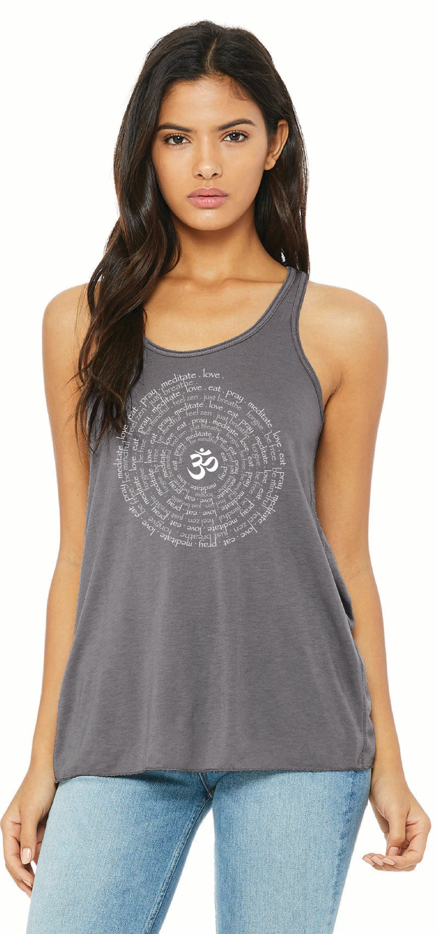 Zen Spiral Women's Flowy Racer Tank Pre-Order Ancient Language Yoga Clothing