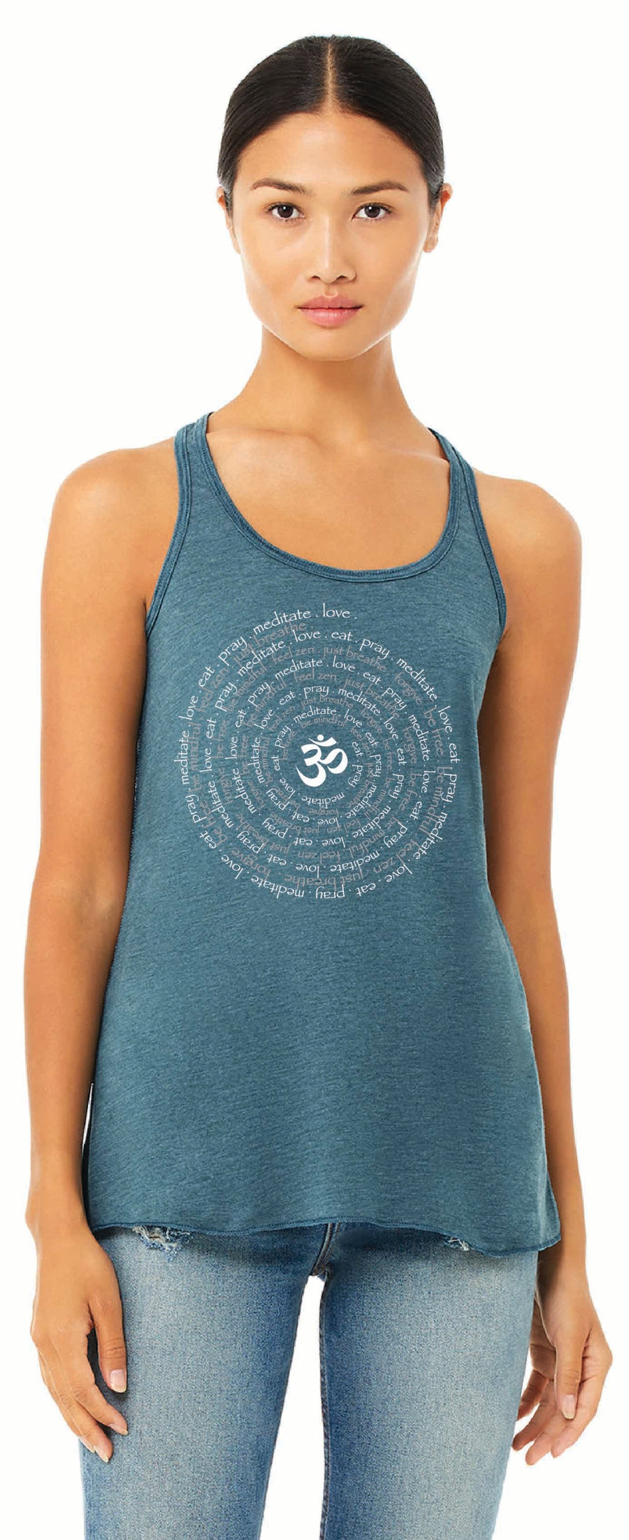 Zen Spiral Women's Flowy Racer Tank Pre-Order Ancient Language Yoga Clothing