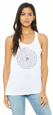Zen Spiral Women's Flowy Racer Tank Pre-Order Ancient Language Yoga Clothing