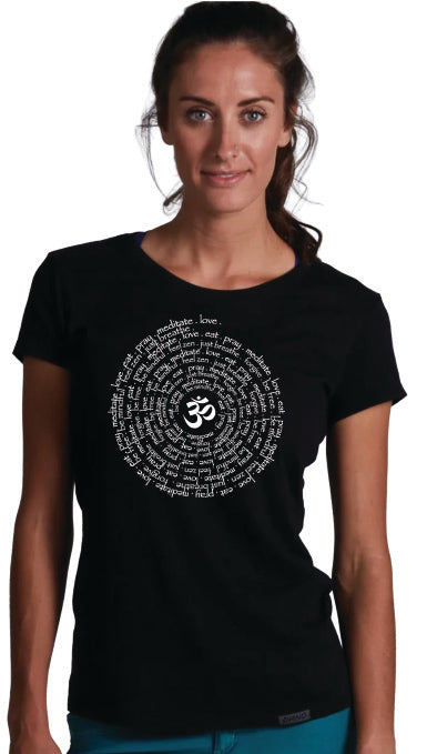 Zen Spiral Women's Bamboo Cap Sleeve Tee in Black