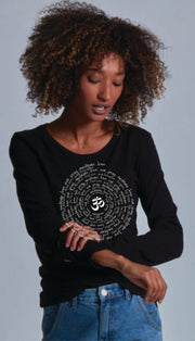 Zen Spiral Women's Bamboo Long Sleeve Tee Ancient Language Yoga Clothing