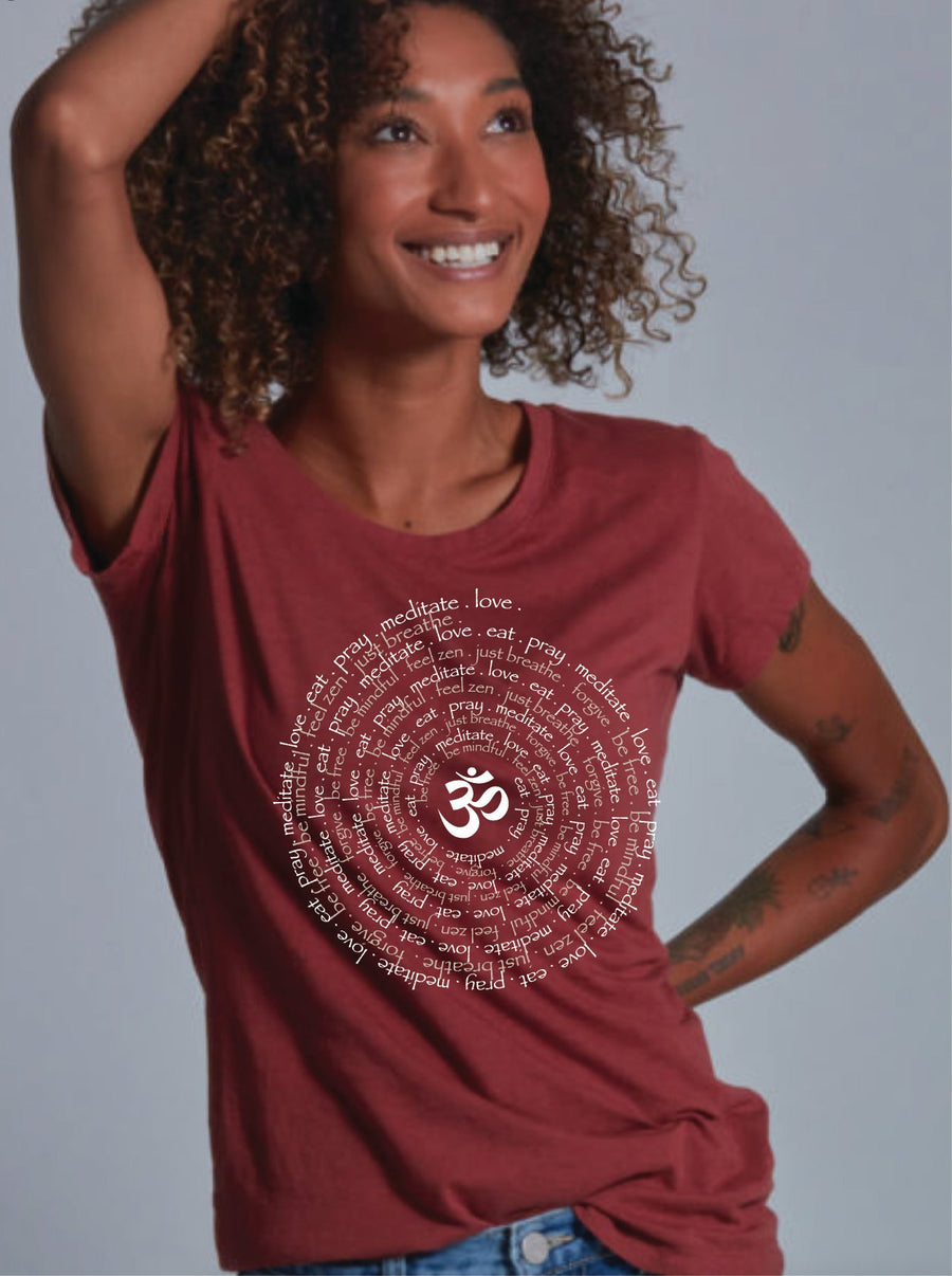 Zen Spiral Women's Bamboo Cap Sleeve Tee Ancient Language Yoga Clothing