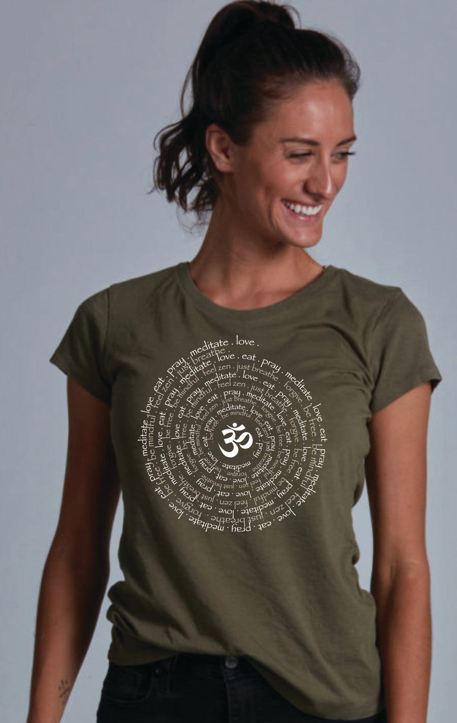 Zen Spiral Women's Pima Cotton Cap Sleeve Tee in Cypress Green